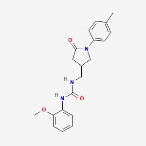 molecular formula C20H23N3O3 B2665821 1-(2-甲氧基苯基)-3-((5-氧代-1-(对甲苯基)吡咯烷-3-基)甲基)脲 CAS No. 954588-55-7