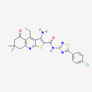 3-amino-N-[5-(4-chlorophenyl)-1,2,4-thiadiazol-3-yl]-4-ethyl-7,7-dimethyl-5-oxo-5H,6H,7H,8H-thieno[2,3-b]quinoline-2-carboxamide