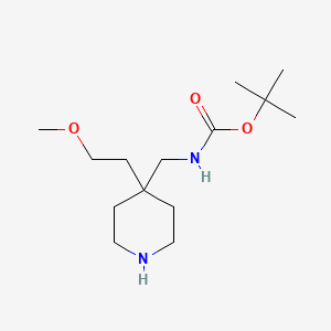 molecular formula C14H28N2O3 B2665825 叔丁基[4-(2-甲氧基乙基)哌啶-4-基]甲基氨甲酸酯 CAS No. 1774897-54-9