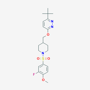 molecular formula C21H28FN3O4S B2665838 3-Tert-butyl-6-{[1-(3-fluoro-4-methoxybenzenesulfonyl)piperidin-4-yl]methoxy}pyridazine CAS No. 2379976-39-1