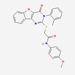 molecular formula C26H21N3O4S B2665839 N-(4-methoxyphenyl)-2-((4-oxo-3-(o-tolyl)-3,4-dihydrobenzofuro[3,2-d]pyrimidin-2-yl)thio)acetamide CAS No. 895649-39-5