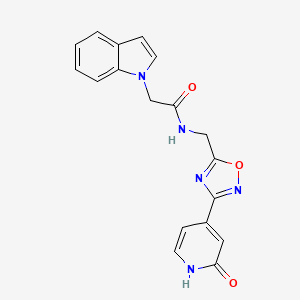 2-(1H-indol-1-yl)-N-((3-(2-oxo-1,2-dihydropyridin-4-yl)-1,2,4-oxadiazol-5-yl)methyl)acetamide