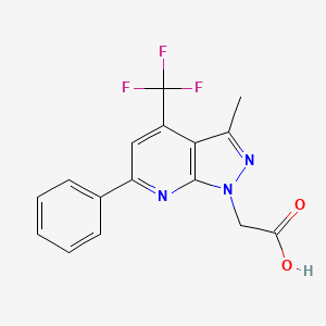 molecular formula C16H12F3N3O2 B2665855 [3-甲基-6-苯基-4-(三氟甲基)-1H-噻吩并[3,4-b]吡啶-1-基]乙酸 CAS No. 937605-80-6