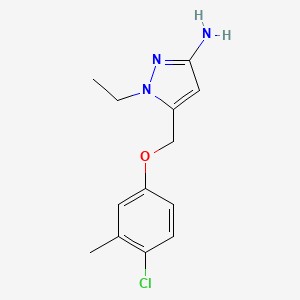 molecular formula C13H16ClN3O B2665859 5-[(4-chloro-3-methylphenoxy)methyl]-1-ethyl-1H-pyrazol-3-amine CAS No. 1856069-44-7