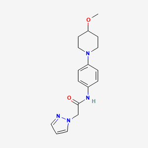 molecular formula C17H22N4O2 B2665870 N-(4-(4-methoxypiperidin-1-yl)phenyl)-2-(1H-pyrazol-1-yl)acetamide CAS No. 1797641-77-0