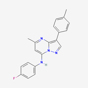 molecular formula C20H17FN4 B2665876 N-(4-氟苯基)-5-甲基-3-(4-甲基苯基)嘧啶并[1,5-a]嘧啶-7-胺 CAS No. 890612-08-5