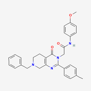 molecular formula C30H30N4O3 B2665881 2-(7-benzyl-4-oxo-2-(p-tolyl)-5,6,7,8-tetrahydropyrido[3,4-d]pyrimidin-3(4H)-yl)-N-(4-methoxyphenyl)acetamide CAS No. 1189879-14-8