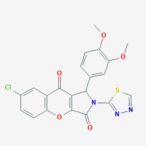 molecular formula C21H14ClN3O5S B266589 7-Chloro-1-(3,4-dimethoxyphenyl)-2-(1,3,4-thiadiazol-2-yl)-1,2-dihydrochromeno[2,3-c]pyrrole-3,9-dione 