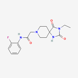 molecular formula C17H21FN4O3 B2665891 2-(3-ethyl-2,4-dioxo-1,3,8-triazaspiro[4.5]decan-8-yl)-N-(2-fluorophenyl)acetamide CAS No. 923114-02-7