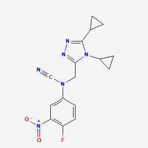molecular formula C16H15FN6O2 B2665893 N-cyano-N-[(4,5-dicyclopropyl-4H-1,2,4-triazol-3-yl)methyl]-4-fluoro-3-nitroaniline CAS No. 1797626-29-9