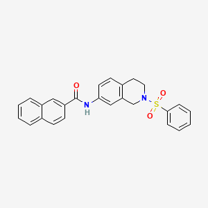 molecular formula C26H22N2O3S B2665898 N-(2-(苯基磺酰)-1,2,3,4-四氢异喹啉-7-基)-2-萘甲酰胺 CAS No. 954639-21-5
