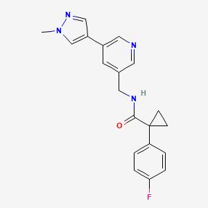molecular formula C20H19FN4O B2665902 1-(4-fluorophenyl)-N-((5-(1-methyl-1H-pyrazol-4-yl)pyridin-3-yl)methyl)cyclopropanecarboxamide CAS No. 2034309-33-4