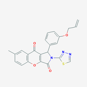 molecular formula C23H17N3O4S B266591 1-[3-(Allyloxy)phenyl]-7-methyl-2-(1,3,4-thiadiazol-2-yl)-1,2-dihydrochromeno[2,3-c]pyrrole-3,9-dione 