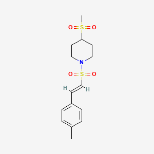 molecular formula C15H21NO4S2 B2665919 (E)-1-((4-methylstyryl)sulfonyl)-4-(methylsulfonyl)piperidine CAS No. 1448139-62-5