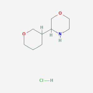 molecular formula C9H18ClNO2 B2665932 3-(Oxan-3-yl)morpholine;hydrochloride CAS No. 2580222-63-3