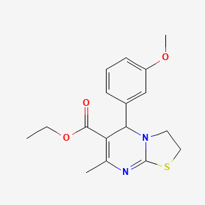 molecular formula C17H20N2O3S B2665936 ethyl 5-(3-methoxyphenyl)-7-methyl-2,3-dihydro-5H-[1,3]thiazolo[3,2-a]pyrimidine-6-carboxylate CAS No. 890091-77-7