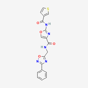 N-((3-phenyl-1,2,4-oxadiazol-5-yl)methyl)-2-(thiophene-3-carboxamido)oxazole-4-carboxamide