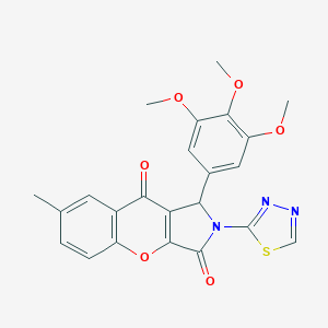 molecular formula C23H19N3O6S B266594 7-Methyl-2-(1,3,4-thiadiazol-2-yl)-1-(3,4,5-trimethoxyphenyl)-1,2-dihydrochromeno[2,3-c]pyrrole-3,9-dione 