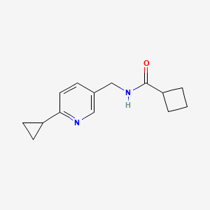 molecular formula C14H18N2O B2665940 N-((6-cyclopropylpyridin-3-yl)methyl)cyclobutanecarboxamide CAS No. 2320143-34-6