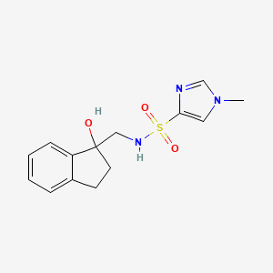 molecular formula C14H17N3O3S B2665943 N-((1-hydroxy-2,3-dihydro-1H-inden-1-yl)methyl)-1-methyl-1H-imidazole-4-sulfonamide CAS No. 1448031-17-1