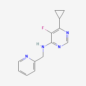 molecular formula C13H13FN4 B2665948 6-Cyclopropyl-5-fluoro-N-(pyridin-2-ylmethyl)pyrimidin-4-amine CAS No. 2415464-80-9