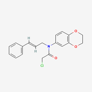 molecular formula C19H18ClNO3 B2665952 2-chloro-N-(2,3-dihydro-1,4-benzodioxin-6-yl)-N-[(E)-3-phenylprop-2-enyl]acetamide CAS No. 1338495-48-9