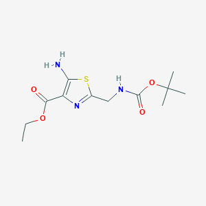 molecular formula C12H19N3O4S B2665957 Ethyl 5-amino-2-[[(2-methylpropan-2-yl)oxycarbonylamino]methyl]-1,3-thiazole-4-carboxylate CAS No. 2243508-34-9