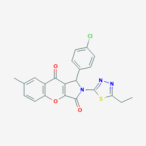 molecular formula C22H16ClN3O3S B266596 1-(4-Chlorophenyl)-2-(5-ethyl-1,3,4-thiadiazol-2-yl)-7-methyl-1,2-dihydrochromeno[2,3-c]pyrrole-3,9-dione 