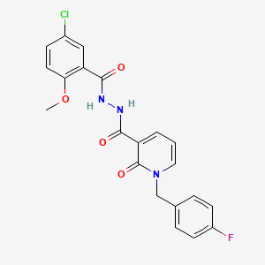 molecular formula C21H17ClFN3O4 B2665967 N'-(5-chloro-2-methoxybenzoyl)-1-(4-fluorobenzyl)-2-oxo-1,2-dihydropyridine-3-carbohydrazide CAS No. 1105243-18-2
