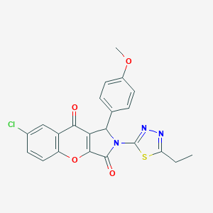 molecular formula C22H16ClN3O4S B266597 7-Chloro-2-(5-ethyl-1,3,4-thiadiazol-2-yl)-1-(4-methoxyphenyl)-1,2-dihydrochromeno[2,3-c]pyrrole-3,9-dione 
