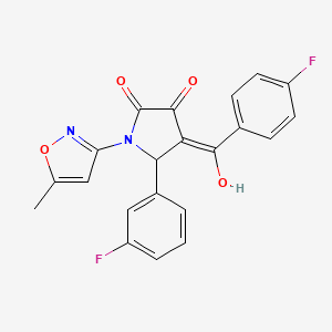 molecular formula C21H14F2N2O4 B2665972 4-(4-fluorobenzoyl)-5-(3-fluorophenyl)-3-hydroxy-1-(5-methylisoxazol-3-yl)-1H-pyrrol-2(5H)-one CAS No. 618874-75-2