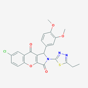 molecular formula C23H18ClN3O5S B266598 7-Chloro-1-(3,4-dimethoxyphenyl)-2-(5-ethyl-1,3,4-thiadiazol-2-yl)-1,2-dihydrochromeno[2,3-c]pyrrole-3,9-dione 