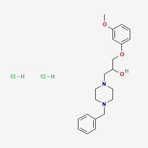 molecular formula C21H30Cl2N2O3 B2665980 1-(4-苄基哌嗪-1-基)-3-(3-甲氧基苯氧基)丙醇 二盐酸盐 CAS No. 473567-34-9
