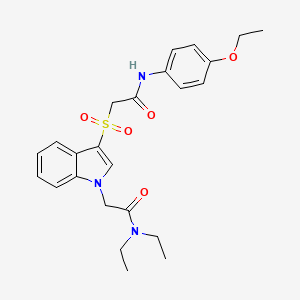 molecular formula C24H29N3O5S B2665982 2-(3-((2-((4-ethoxyphenyl)amino)-2-oxoethyl)sulfonyl)-1H-indol-1-yl)-N,N-diethylacetamide CAS No. 878056-47-4