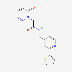 molecular formula C16H14N4O2S B2665984 2-(6-oxopyridazin-1(6H)-yl)-N-((2-(thiophen-2-yl)pyridin-4-yl)methyl)acetamide CAS No. 2034271-20-8