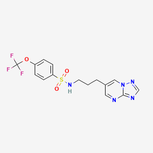 molecular formula C15H14F3N5O3S B2665987 N-(3-([1,2,4]triazolo[1,5-a]pyrimidin-6-yl)propyl)-4-(trifluoromethoxy)benzenesulfonamide CAS No. 2034525-57-8