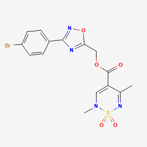 molecular formula C15H13BrN4O5S B2665988 [3-(4-Bromophenyl)-1,2,4-oxadiazol-5-yl]methyl 2,5-dimethyl-1,1-dioxo-1,2-dihydro-1,2,6-thiadiazine-4-carboxylate CAS No. 1775463-48-3