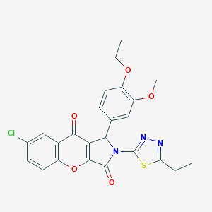 molecular formula C24H20ClN3O5S B266599 7-Chloro-1-(4-ethoxy-3-methoxyphenyl)-2-(5-ethyl-1,3,4-thiadiazol-2-yl)-1,2-dihydrochromeno[2,3-c]pyrrole-3,9-dione 