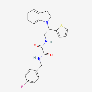 molecular formula C23H22FN3O2S B2665993 N1-(4-fluorobenzyl)-N2-(2-(indolin-1-yl)-2-(thiophen-2-yl)ethyl)oxalamide CAS No. 898407-55-1