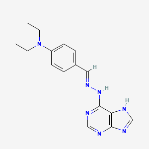 molecular formula C16H19N7 B2665996 (E)-4-((2-(9H-purin-6-yl)hydrazono)methyl)-N,N-diethylaniline CAS No. 537667-30-4