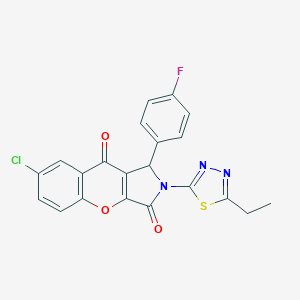 molecular formula C21H13ClFN3O3S B266600 7-Chloro-2-(5-ethyl-1,3,4-thiadiazol-2-yl)-1-(4-fluorophenyl)-1,2-dihydrochromeno[2,3-c]pyrrole-3,9-dione 