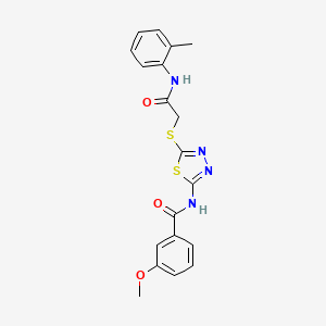 molecular formula C19H18N4O3S2 B2666013 3-methoxy-N-(5-((2-oxo-2-(o-tolylamino)ethyl)thio)-1,3,4-thiadiazol-2-yl)benzamide CAS No. 868974-65-6