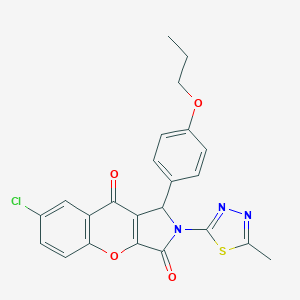 molecular formula C23H18ClN3O4S B266604 7-Chloro-2-(5-methyl-1,3,4-thiadiazol-2-yl)-1-(4-propoxyphenyl)-1,2-dihydrochromeno[2,3-c]pyrrole-3,9-dione 