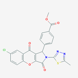 molecular formula C22H14ClN3O5S B266605 Methyl 4-[7-chloro-2-(5-methyl-1,3,4-thiadiazol-2-yl)-3,9-dioxo-1,2,3,9-tetrahydrochromeno[2,3-c]pyrrol-1-yl]benzoate 