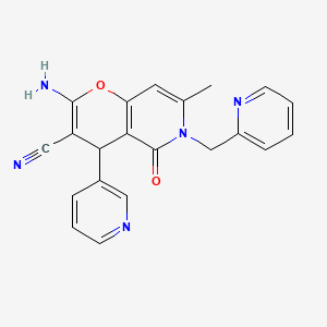 molecular formula C21H17N5O2 B2666057 2-氨基-7-甲基-5-氧代-4-(吡啶-3-基)-6-(吡啶-2-基甲基)-5,6-二氢-4H-吡喃并[3,2-c]吡啶-3-碳腈 CAS No. 758700-78-6