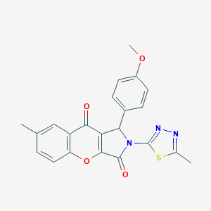 molecular formula C22H17N3O4S B266606 1-(4-Methoxyphenyl)-7-methyl-2-(5-methyl-1,3,4-thiadiazol-2-yl)-1,2-dihydrochromeno[2,3-c]pyrrole-3,9-dione 