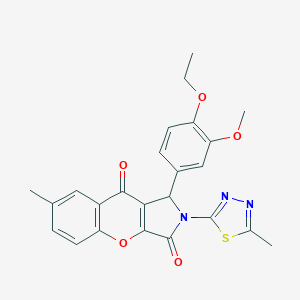 molecular formula C24H21N3O5S B266607 1-(4-Ethoxy-3-methoxyphenyl)-7-methyl-2-(5-methyl-1,3,4-thiadiazol-2-yl)-1,2-dihydrochromeno[2,3-c]pyrrole-3,9-dione 
