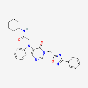 molecular formula C27H26N6O3 B2666071 N-(3-氟-4-甲基苯基)-2-{[3-(4-甲基苯氧基)嘧啶-2-基]硫代}乙酰胺 CAS No. 1112009-77-4