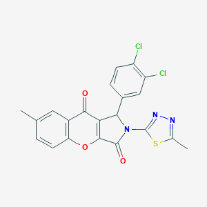 molecular formula C21H13Cl2N3O3S B266608 1-(3,4-Dichlorophenyl)-7-methyl-2-(5-methyl-1,3,4-thiadiazol-2-yl)-1,2-dihydrochromeno[2,3-c]pyrrole-3,9-dione 