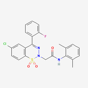 molecular formula C23H19ClFN3O3S B2666105 2-[6-氯-4-(2-氟苯基)-1,1-二氧化-2H-1,2,3-苯并噻二嗪-2-基]-N-(2,6-二甲基苯基)乙酰胺 CAS No. 1031670-11-7